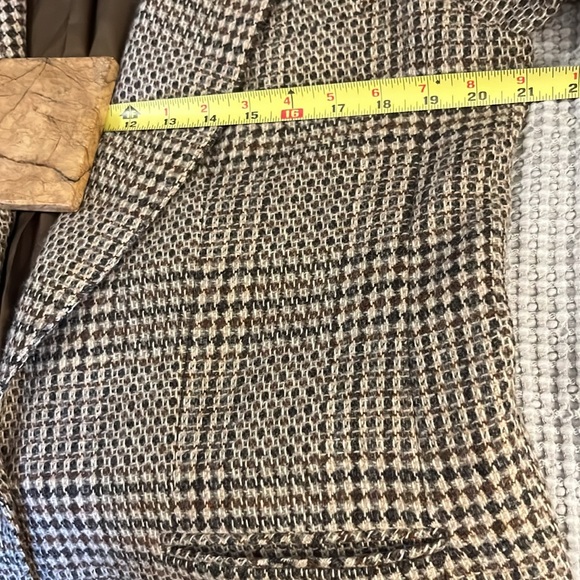 Brown Wool Plaid One Button Vintage Blazer By Georgia Sant’Angelo - Picture 9 of 13